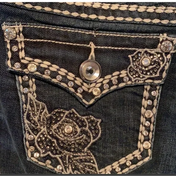 L.A. idol Blue Boot Cut Jeans with Rhinestone Accents - Picture 5 of 5